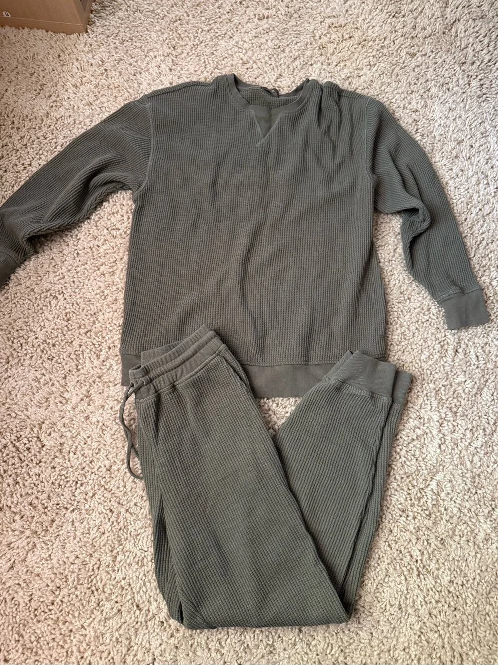 nuuds Olive Green Waffle Knit Jogger set - Picture 1 of 3